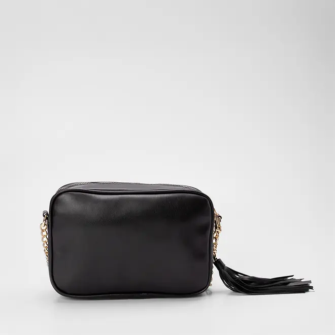 Bolsa Tiracolo Média Gabriela Ráfia Preta