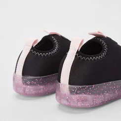 Slip On Bebê Vertus Detalhe Glitter Led Preto