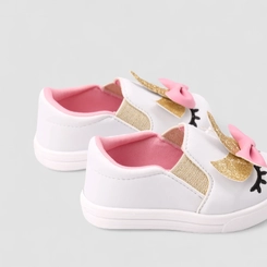 Slip On Infantil Gabrielinha Calce Fácil Unicórnio Branco