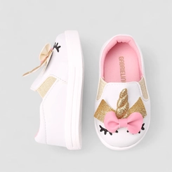 Slip On Infantil Gabrielinha Calce Fácil Unicórnio Branco