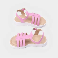 Sandália Papete Infantil Gabrielinha Tiras Pespontos Rosa