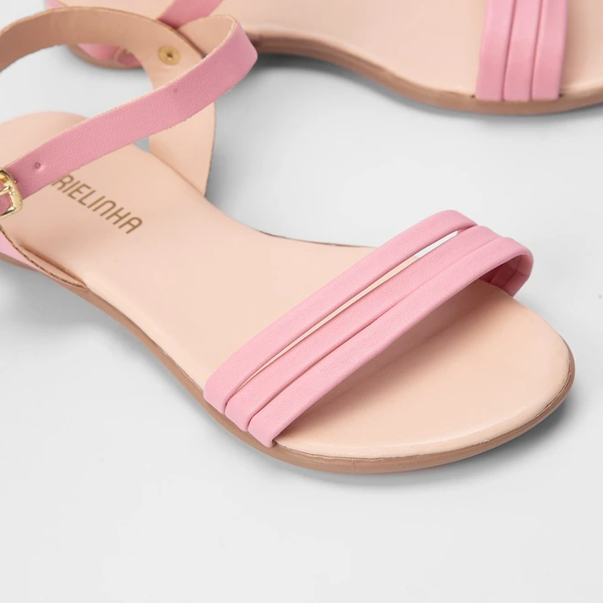 Sandália Rasteira Infantil Gabrielinha Tiras Rosa