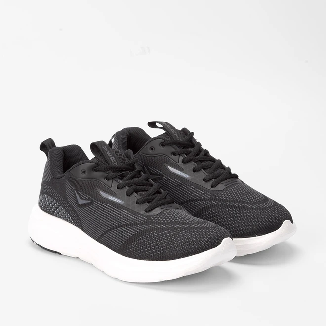 Tênis Vertus Jogging Masculino Tecido Texturizado Preto & Off White