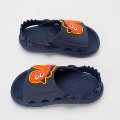 Sandália Slide Infantil Vertus Dino Laranja & Marinho