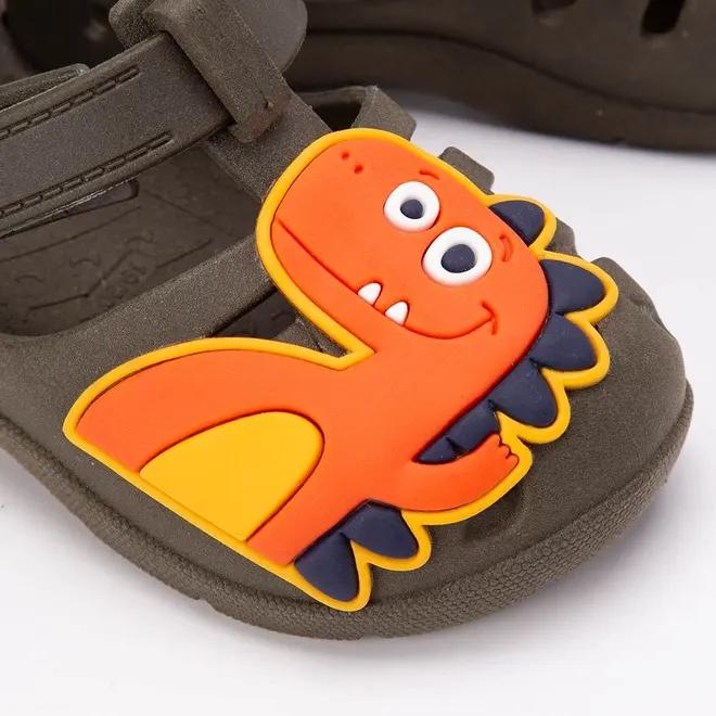 Babuche infantil Vertus Dino Laranja & Verde