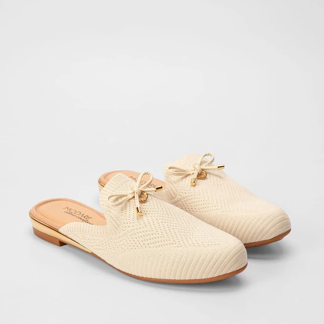 Mule Modare Ultraconforto Knit Detalhe Laço Off White