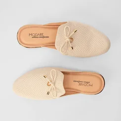 Mule Modare Ultraconforto Knit Detalhe Laço Off White