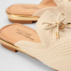 Mule Modare Ultraconforto Knit Detalhe Laço Off White