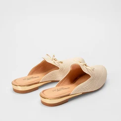 Mule Modare Ultraconforto Knit Detalhe Laço Off White