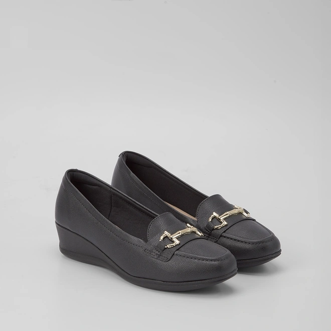 Mocassim Modare Ultraconforto Anabela Detalhe Fivela Preto