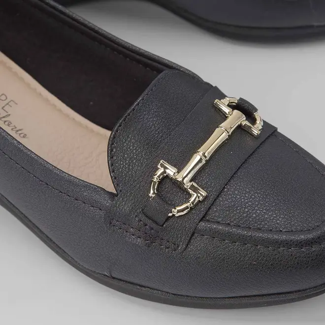 Mocassim Modare Ultraconforto Anabela Detalhe Fivela Preto