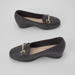 Mocassim Modare Ultraconforto Anabela Detalhe Fivela Preto