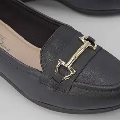 Mocassim Modare Ultraconforto Anabela Detalhe Fivela Preto