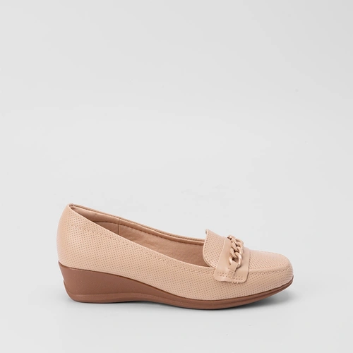 Mocassim Modare Ultraconforto Anabela Detalhe Corrente Nude