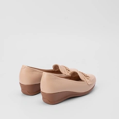 Mocassim Modare Ultraconforto Anabela Detalhe Corrente Nude