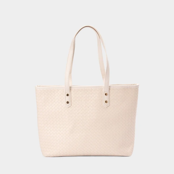 Bolsa Shopping Bag Penélope Grande Tressê Off White