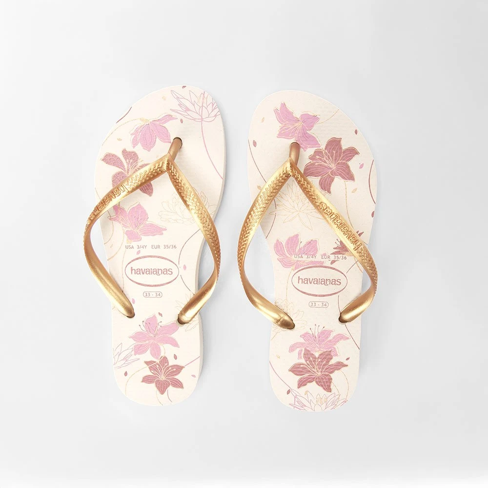 Chinelo Havaianas Slim Organic Bege Dourado