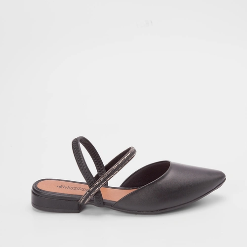 Slingback Mississipi Tira Strass Preto