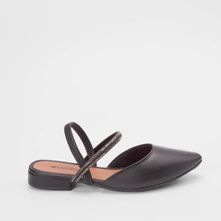 Slingback Mississipi Tira Strass Preto