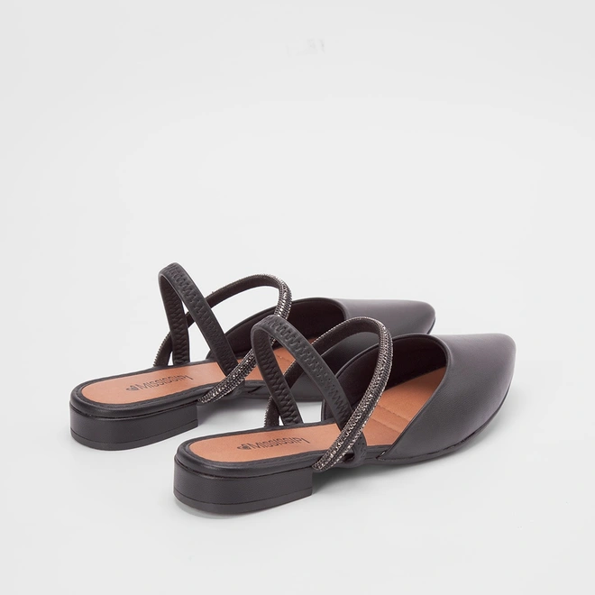 Slingback Mississipi Tira Strass Preto