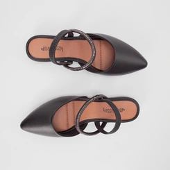 Slingback Mississipi Tira Strass Preto