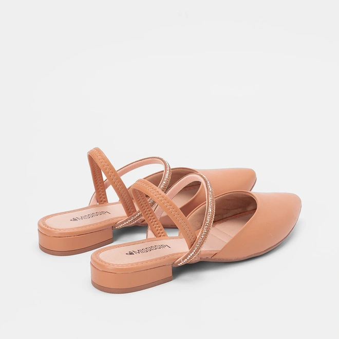 Slingback Mississipi Tira Strass Caramelo