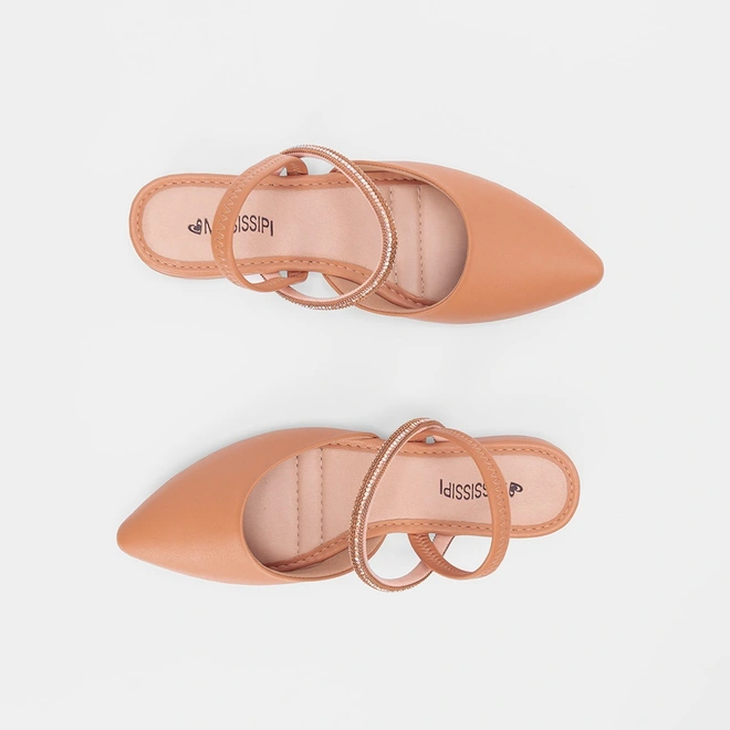 Slingback Mississipi Tira Strass Caramelo