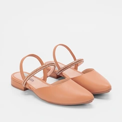 Slingback Mississipi Tira Strass Caramelo