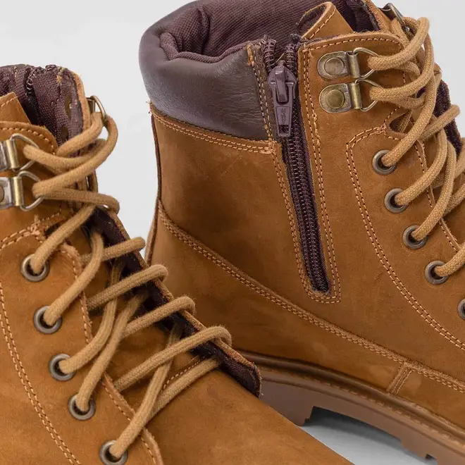 Bota Coturno Masculino Bow River Nobuck Detalhe Ilhós Caramelo