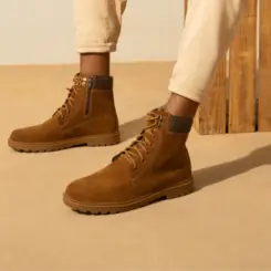 Bota Coturno Masculino Bow River Nobuck Detalhe Ilhós Caramelo