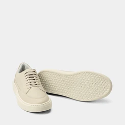 Tênis Casual Masculino Mac & Jac Couro Recorte Camurça Off White