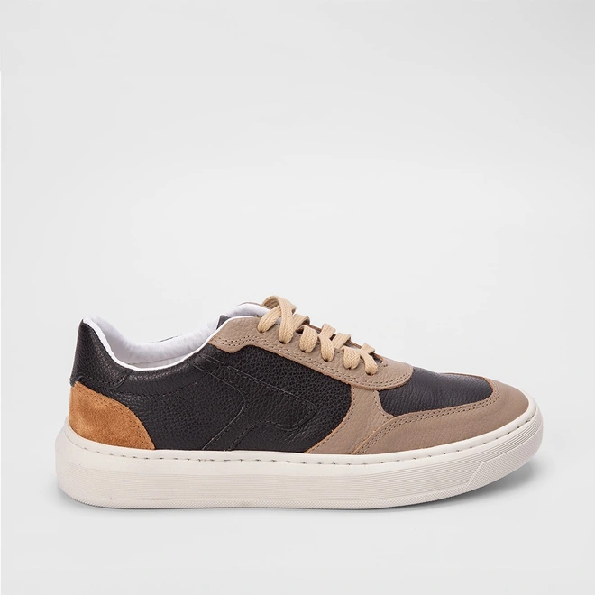 Tênis Masculino Mac & Jac Casual Recortes Estilizados Preto & Marrom
