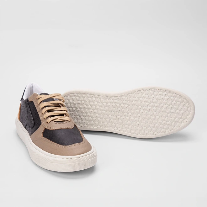 Tênis Masculino Mac & Jac Casual Recortes Estilizados Preto & Marrom