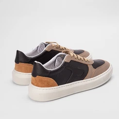 Tênis Masculino Mac & Jac Casual Recortes Estilizados Preto & Marrom