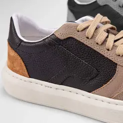 Tênis Masculino Mac & Jac Casual Recortes Estilizados Preto & Marrom
