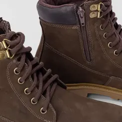 Bota Coturno Masculino Bow River Nobuck Detalhe Ilhós Marrom