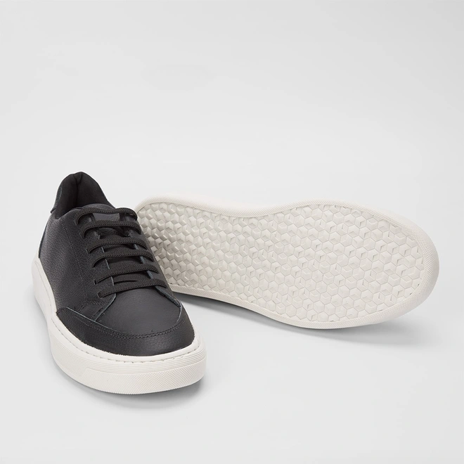Tênis Masculino Mac & Jac Couro Casual Básico Marinho & Preto