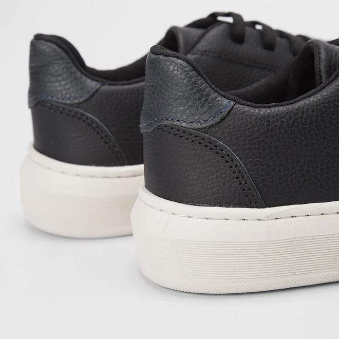 Tênis Masculino Mac & Jac Couro Casual Básico Marinho & Preto
