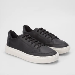 Tênis Masculino Mac & Jac Couro Casual Básico Marinho & Preto