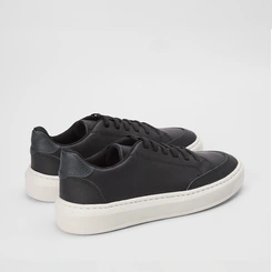 Tênis Masculino Mac & Jac Couro Casual Básico Marinho & Preto