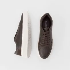 Tênis Casual Masculino Mac & Jac Couro Recorte Camurça Marrom