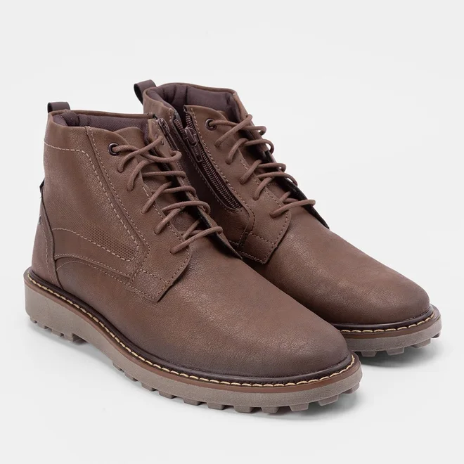 Bota Coturno Mac & Jac Detalhe Ziper Marrom