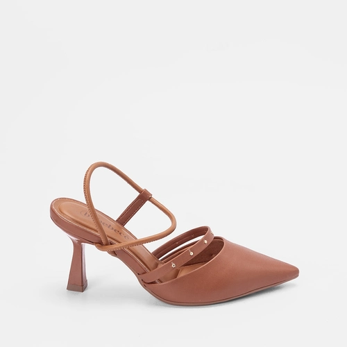 Scarpin Slingback Bebecê Tira Detalhada Caramelo