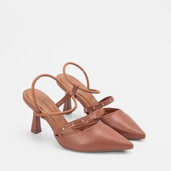 Scarpin Slingback Bebecê Tira Detalhada Caramelo