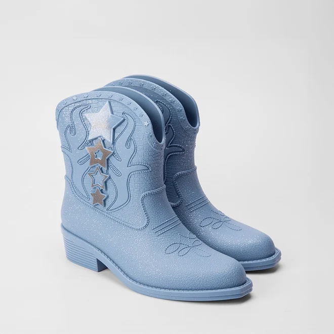 Bota Infantil Barbie Western Glitter Azul