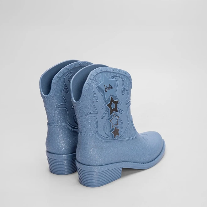 Bota Infantil Barbie Western Glitter Azul
