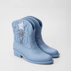 Bota Infantil Barbie Western Glitter Azul