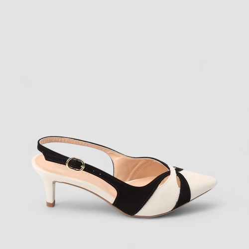 Scarpin Slingback Feminino Gabriela Preto & Off White
