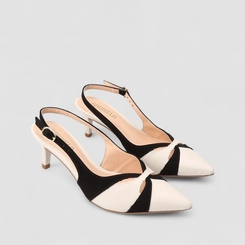 Scarpin Slingback Feminino Gabriela Recorte Estilizado Off White