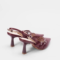 Scarpin Slingback Bebecê Tiras Slim Vinho